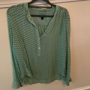 Green long sleeve half button J Crew top